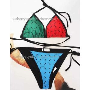 Dames Dames Bikini Set Volledige Letter Bedrukt Kruisband Strandkleding Textiel Dames Zomer Strand Zwemkleding Confidante Halter Badpak