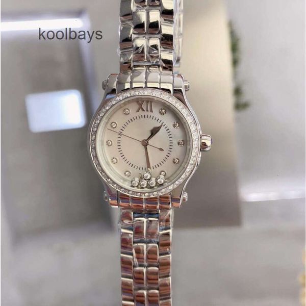 Femmes mesdames classiques Roman Watch Luxury Chopars Diamond Trend Wristwatch Designer Light littéralement en acier Rhingestone personnalisé Mouvement Happy Sport P9EZ