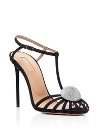 Femmes dames daim 2024 cuir dame 9,5 cm stiletto chaussures robes à talons hauts balles baulles diamant pompes sandales boucle solide