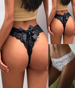 Bragas sexis Kawaii JK Lolita con pajarita hueca para mujer, regalo de Navidad, Tanga transparente con entrepierna de encaje, talla grande 2390084