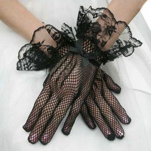 Mujeres Lady Mesh Fishnet Guantes Sexy Lace Bowknot Muñeca Verano Protector solar Conducción Fiesta de noche Mujeres Guantes Negro Blanco Nuevo 2019 Y0827