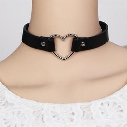 Collier en cuir PU pour femmes, Punk Goth Harajuku Grunge, Rivet en forme de cœur, ras du cou, couples Funky, bijoux JAN881254g