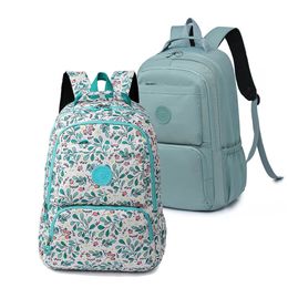 Mochila grande para mujer, mochila escolar de nailon, mochila de viaje con estampado de flores, bolsa deportiva femenina de 16 pulgadas para ordenador portátil para Weekender 240323