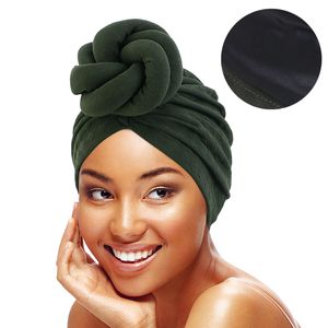 Chapeau Turban doublé en Satin extensible pour femmes, grande fleur, couvre-chef de fête de mariage, chapeau musulman, accessoires pour cheveux, chapeau indien, casquette de chimio