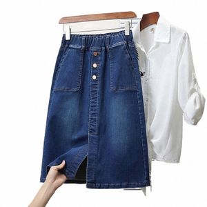 Femmes Grande Taille Vintage Denim Jupe Fi Casual Lâche Cott Jeans Jupes Femme Free Ship Vêtements 2024 f2yt #