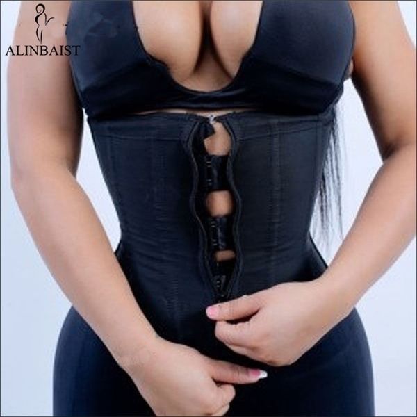 Femmes Latex Taille Formateur Corps Shaper Corsets avec Fermeture À Glissière Cincher Corset Top Ceinture Minceur Noir Shapers Shapewear Plus Taille 220702