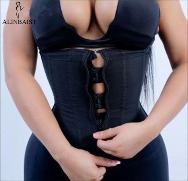 Corsé moldeador de cintura de látex para mujer, corsé moldeador de cuerpo con cremallera, corsé Ceñidor, cinturón adelgazante, modeladores negros, ropa moldeadora de talla grande 220628580718