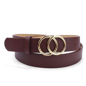 Ceinture en cuir pour femmes avec boucle à Double anneau, ceinture pour dames pour robe en jean, paquet de 2