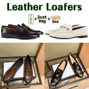 Vrouwen lederen kleding schoenen paardenbit platte loafers muilezel abrikoos zwarte sterren bijen geborduurde chocolade ivoor luxe designer sneakers outdoor trainers met doos