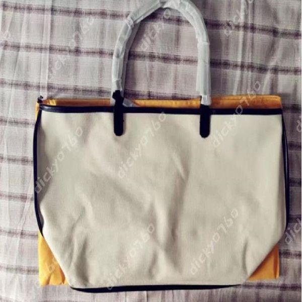 Bolso de cuero para mujer, bolso de mano grande, bolso de lona suave de alta calidad, bolso de compras Goyar con bolsa pequeña para el polvo 243S