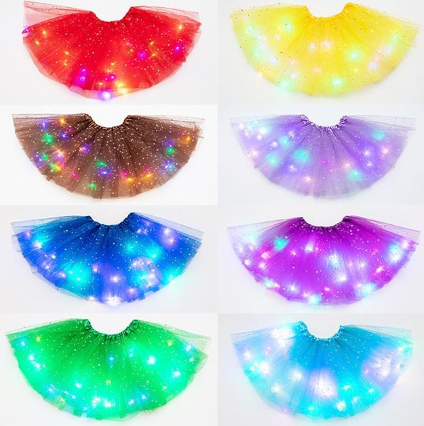 Femmes LED Jupe Light Up Tutus Robe De Bal 3 Couches Ballet Danse Élastique Maille Tulle Jupe De Noël Rave Party Carnaval Costume Néon Décorations