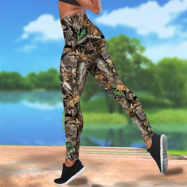 Femmes Leggings Camouflage chasse imprimé taille haute élasticité Legging femme pour extérieur rue pantalon de Jogging décontracté W220616