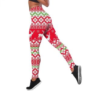 Femmes Leggings Noël Elk imprimé taille haute élasticité Legging femme pour vêtements d'entraînement intérieur pantalon de jogging décontracté W220616