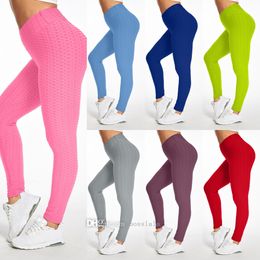 Femmes Leggings Fitness Loisirs Yoga Hanche Levage Bulle Pantalon Femmes Jacquard Tissu Multicolore Pantalon