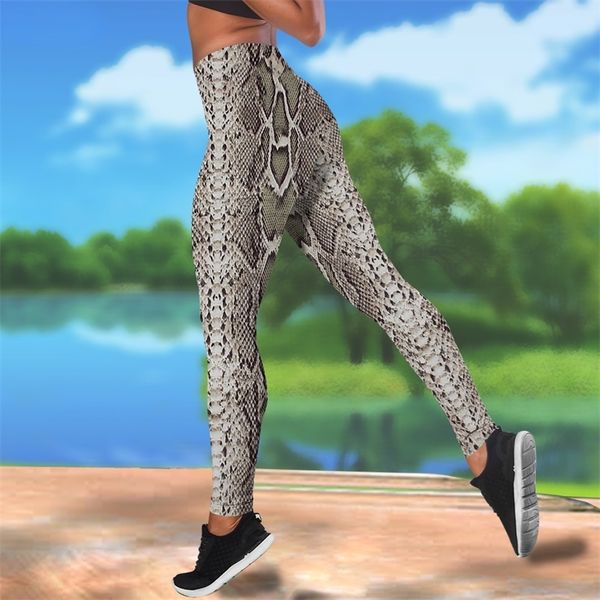 Femmes Leggings peau de serpent Cosplay imprimé taille haute élasticité 3D Legging mode femme pour pantalon de Jogging en plein air W220616