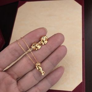 Vrouwen luipaard hoofd hanger ketting 18k goud dikke lange kettingen met volle diamant hangende sieraden