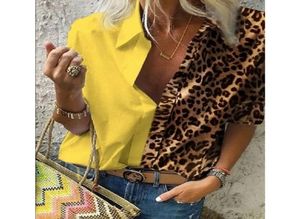 Vrouwen luipaard afdrukken knop met lange mouwen blouses herfst casual los ijs shirt femme plus size 5xl bloemenprint shirt4368650