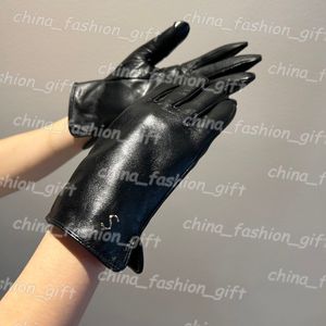 Gants d'hiver en cuir véritable pour femmes, avec lettres, classiques de styliste, de luxe, chauds, en cachemire, pour écran tactile