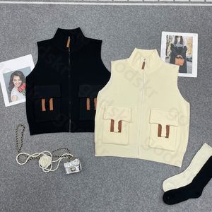 Gilet tricoté pour femmes, imprimé de lettres, mode, Cardigan ample, veste sans manches, manteau à fermeture éclair, tricot