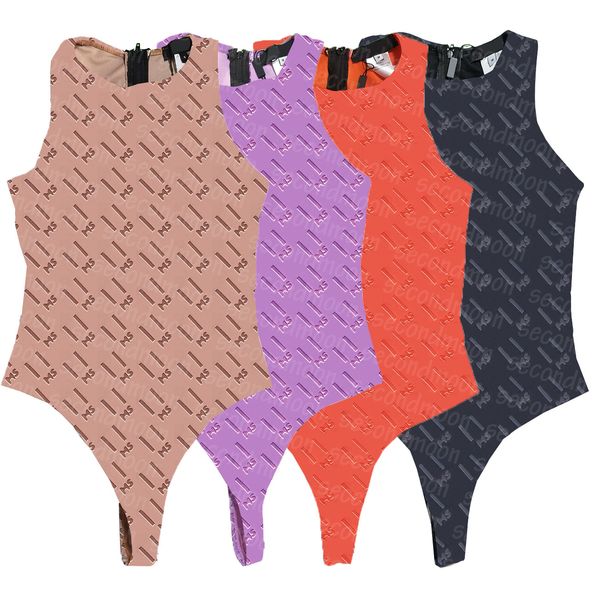 Femmes Lettre Imprimer Maillots De Bain Designer Une Pièce Maillot De Bain Sans Manches Rembourré Maillot De Bain D'été Body