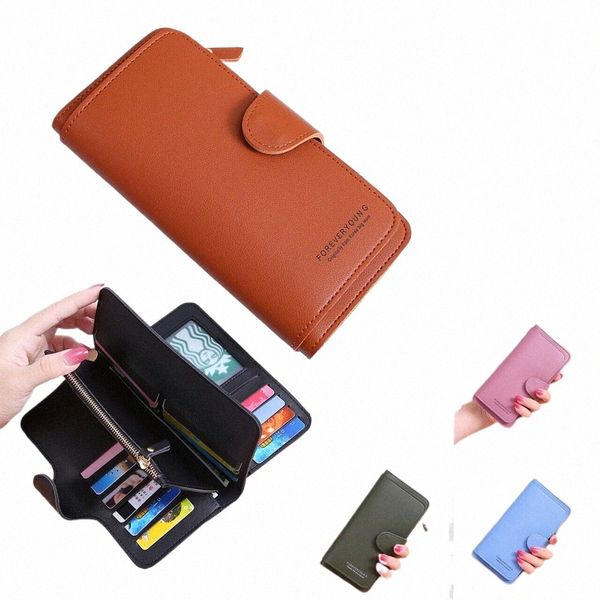 Femme LG portefeuille PU Cardon de carte en cuir grande capacité Hasp Zipper Coin Purse Multi Carte Organizer les dames Simple Clutch Handsbag T9LX #