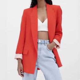 Frauen Licht Blazer Sommer Mode Volle Hülse Büro Dame Anzug Top Casual Mantel 210602