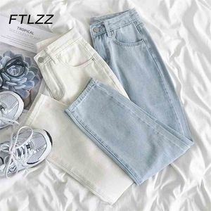 Dames Lichtblauw Denim Broek Lente Zomer Korean High-taille Harem Vrouw Button Fly Streetwear Baggy Jeans 210525