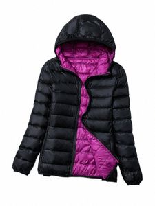 Mujeres Peso ligero Chaquetas de invierno 2023 Nuevo otoño con capucha a prueba de viento Pato blanco Abajo Abrigos Ultraligero Portátil Puffer Parkas R8VT #