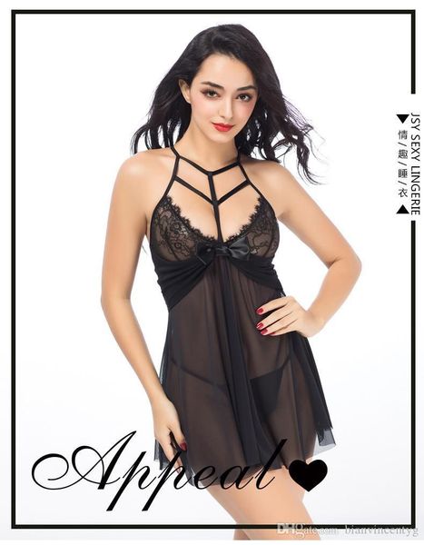 Vestido de lencería erótico para mujer, Sexy, sin mangas, perspectiva, camisón de señora Negro transparente, vestido exótico rojo, ropa interior femenina