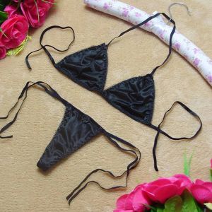 Vrouwen lingerie set sexy veter bh bra t-back tongs solide kleur driepunts onderwerking vrouwelijk strand bikini erotische dames zwempak