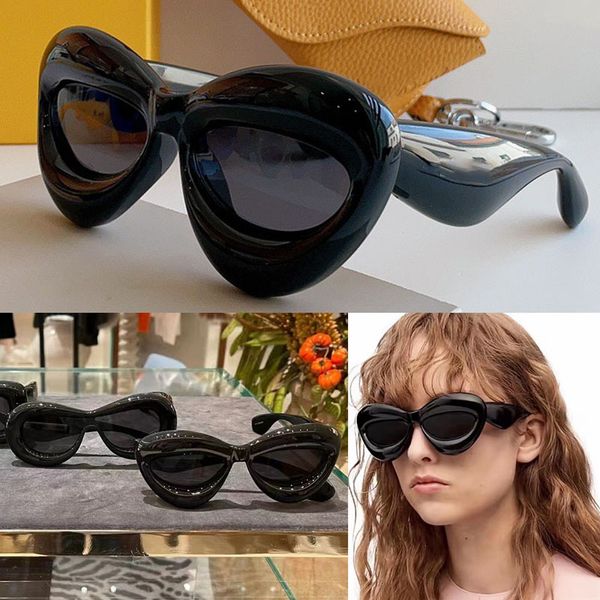 femmes lèvres forme sexy Lunettes de soleil Hip Hop Party Shades 40097 Hommes Bonbons Couleur Cat Eye Lunettes de soleil gonflées Marque de luxe Designer Rouge noir Lunettes Ovale Brillant acétate