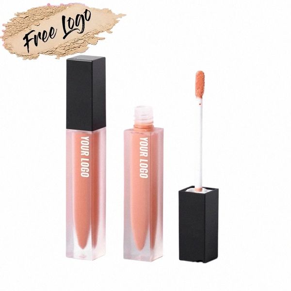 Mujeres Lápiz labial Negro Mate Lipgloss Caja Lápiz labial orgánico Etiqueta privada Maquillaje Brillo de labios Venta al por mayor n7EH #