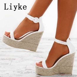 Femmes liyke sandals corde fashion cales d'été STR tissage plate-forme de fond épais