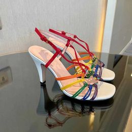 Femmes Lock IT Sandales Talons hauts de luxe en cuir laminé métallisé à mi-talon sandale en daim sandales de designer chaussures de mariage de plage d'été 35-41