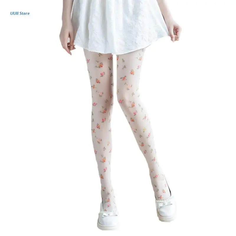 النساء لوليتا رقيقة حريري جوارب طويلة فرنسية خمر حلوة ملونة الأزهار الجوارب الجوارب الجوارب العجل الجوارب طويلة