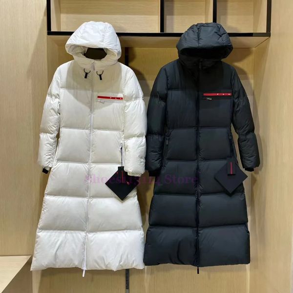 Femmes longues doudounes femmes hiver chaud designer à capuche sur le genou doudoune manteau matelassé dames parkas mode luxe classique vêtements d'extérieur épais