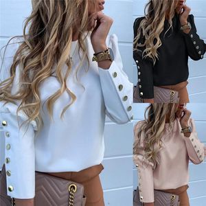 Mujeres de manga larga Slim Print Botones Camisa Blusas Tops Puff Manga Traje Trabajo Formal Camisa de negocios Blusas Outwear Tops 20191