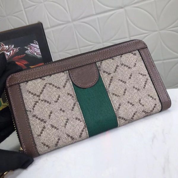 Femmes Long Standard Vintage portefeuille Bidle-Tone Fiber Strip Double Letter G Zipper Classic Ladies Coin Purse Capacité LARDE CAPILITÉ MULTI-CARDE SLOT 248S