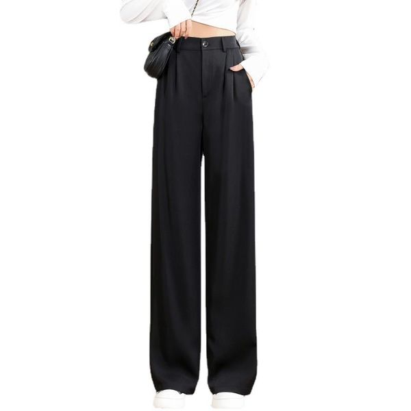 Pantalones sueltos de diseñador para mujer Primavera Verano Cintura alta Piernas anchas Pantalones casuales delgados Tendencia de moda coreana Traje femenino Pantalones rectos