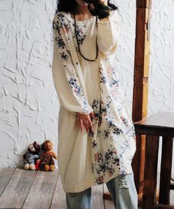 Vestido holgado con estampado de lino y algodón para mujer, vestidos Retro informales con estampado de estilo nacional Vintage para mujer
