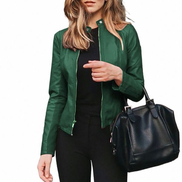 Femmes lâche Pu veste en cuir noir souple veste en simili cuir rue Moto Biker manteau sur mesure veste dame vêtements d'extérieur décontractés M4kQ #