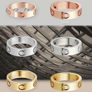 Vrouwen Liefde Ring mannen Designer diamanten Ringen Paar Sieraden Titanium Staal Mode Klassiek Goud Zilver Rose beste cadeau 4mm 6mm rode doos