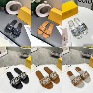 2022 Nieuwe Luxe Designer F Sandalen Zomer Slipper Vrouwen Lederen Muilezels Kwadraat Zool De Lido Sandaal Sexy Party Slippers Maten 34-42