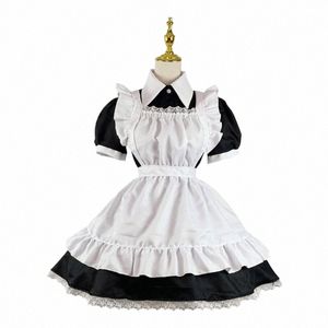 Femmes belle femme de chambre Cosplay Costume à manches courtes rétro femme de chambre Lolita Dr mignon japonais français tenue Cosplay Costume grande taille 5XL 185D #