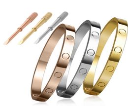 Amantes de las mujeres Pulsera Plata Oro Brazaletes Hombres Diseñador de lujo Joyería titanio acero pareja moda simple sin perno conductor clavo scr7649801