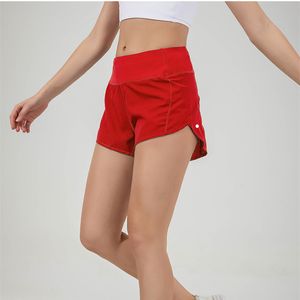 Femmes lu court dos fermeture éclair poches sport doublé Short de course court exercice entraînement Short de taille haute lu88263