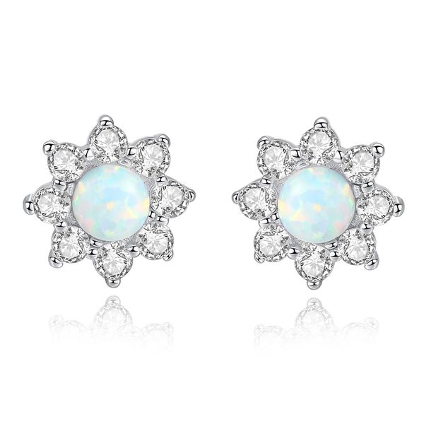 Femmes marque de luxe 3A Zircon opale fleur boucles d'oreilles charme femme haut de gamme s925 boucles d'oreilles en argent mode exquis bijoux de fête de mariage cadeau de saint valentin