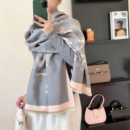 Bufanda de marca de lujo para mujer, nueva bufanda de Cachemira con alfabeto Jacquard, estilo de marca de moda, bufanda de Otoño/Invierno para mujer, bufandas tipo capa, chales 180*65cm