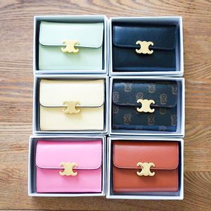 7A Quality Fashion Key Portefeuilles Triomphes Cartes Holders de carte Luxury Coin Racs Designer Purse Womens Mens Portefeuille Coue de cuir Pouche Pouche Poche Poke Carte Carte Holder avec boîte