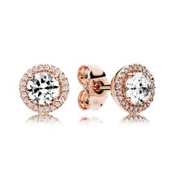 Femmes Luxury CZ Diamond Rose Gold Oreing Brings Logo Boîte originale pour P 925 STERLING STALT EARTRE MEDION DE MEULLE BILANDELRY1062367